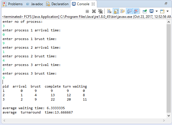 fcfs java 2