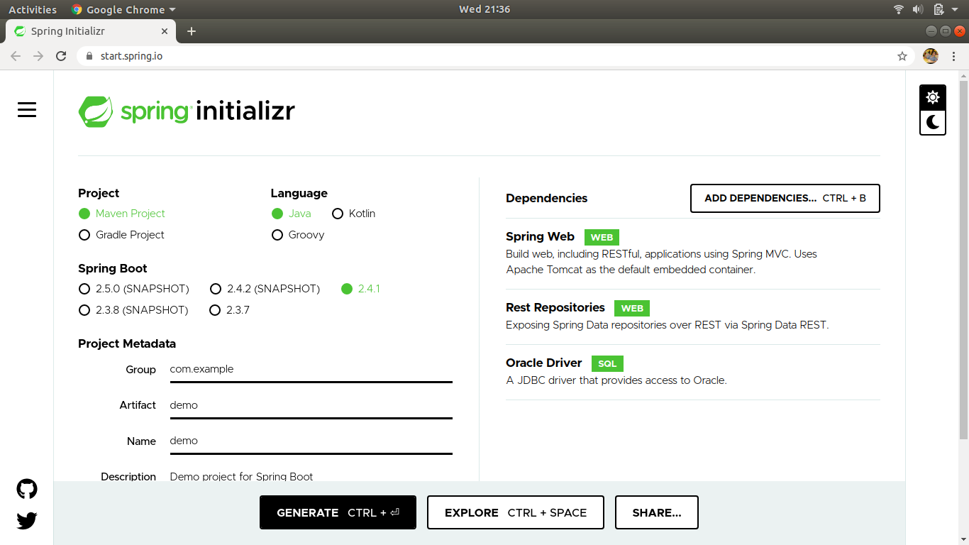 Spring Initializer 1