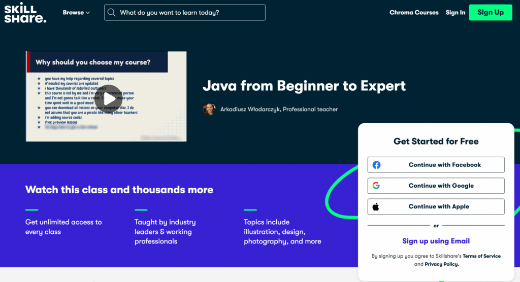 Java from Beginner to Expert by SkillShare